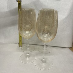 Pier 1 Crackle Amber Golden Luster Vintage Wine Glasses – Set Of (4)