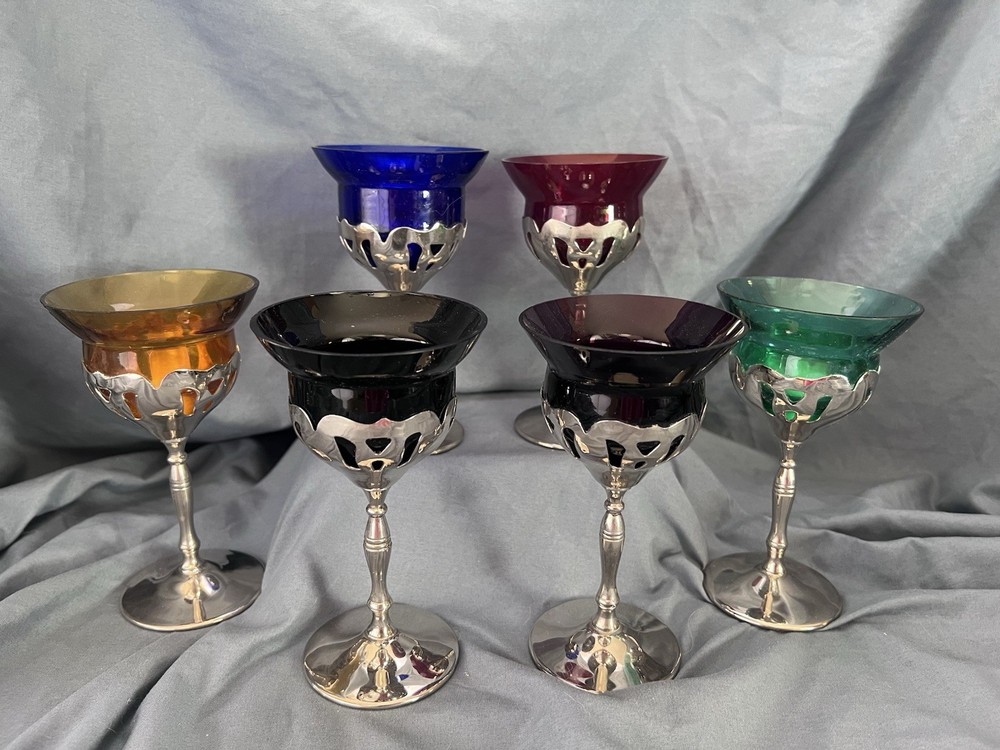 6 Piece Set Farber Bros. Krome Kraft Cordial Glasses