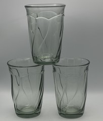 3 NORITAKE SWEET SWIRL Lt GREEN HIGHBALL GLASS TUMBLER Barware Iced Drinks￼
