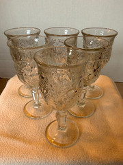 Vintage Set Of 5 Clear Tiara Indiana Sandwich Cordial Wine Aperitif Goblets 3 oz