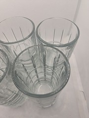 Set Of 5 Anchor Hocking Tartan Clear Glass Tall 16 oz Iced Tea Tumblers Glasses