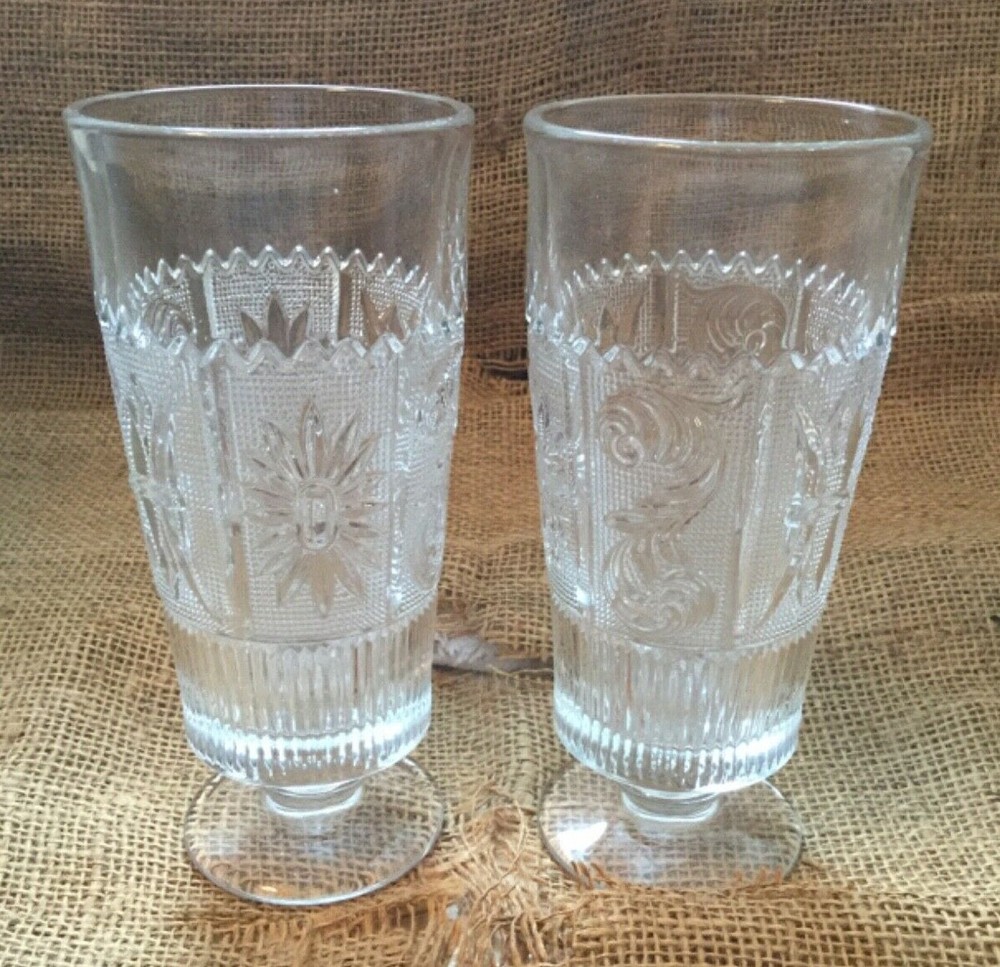 2 Vintage Westmoreland Princess Feather Iced Tea Tumblers Glasses