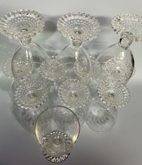 Anchor Hocking Laurel Leaf Etched Wine Glasses Set of 11 VTG MCM Bubble Foot