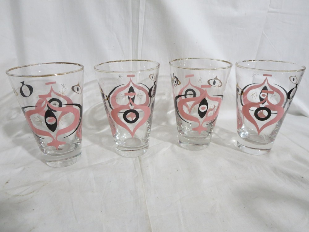 Set of 4 MCM Seville by Libby 12 oz Tumblers Atomic EUC