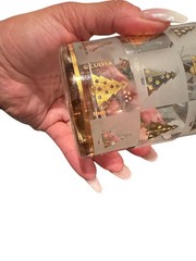 Culver Mid-Century Christmas Highball Glasses Set Of 4 Gold Trees Frosted Square