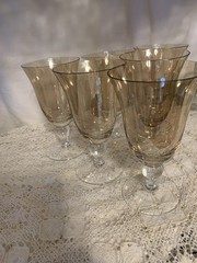 Artland Amber Iridescent Wine/Water Goblets 6 5/8” Glasses Set Of 6