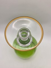 2 Green Glass Goblets Gilded Rims Gold Decoration Art Nouveau