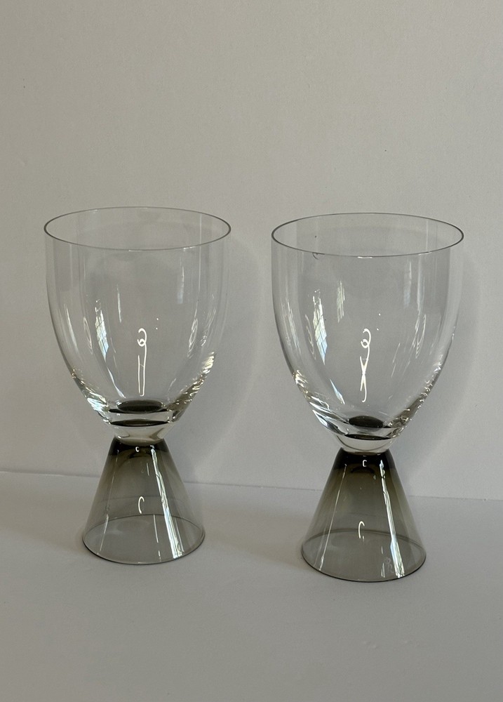 Set of 2 MCM Rosenthal Fortuna Smoke Wine Goblets Designer Elsa Fischer-Treyden