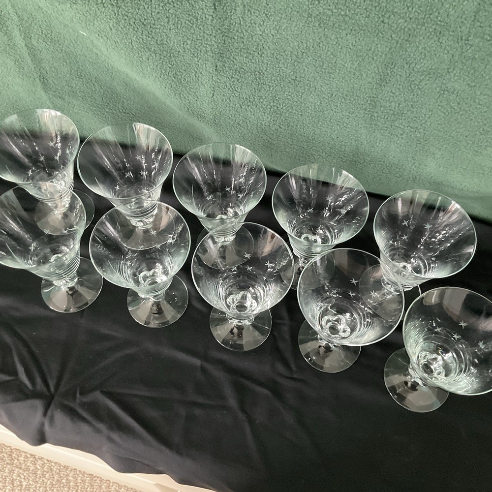 Vtg Swedish Northstar Juice/cordial Glasses 10, Cut Stars, 4 Oz, Lovely