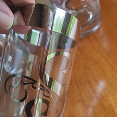 LOT 10 Band Platinum Highball Tumbler Glass Monogram Letter S Dorothy Thorpe