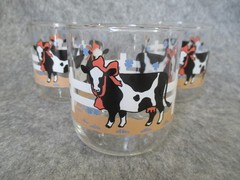 Vintage Libbey Country Happy Cow Set of 3 11 Oz Rocks Juice Glasses USA