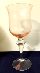 3 Aurora Rose Wine Glasses Denby/ Krosno 7 in Clear Stem/Delicate Rose Blush Top