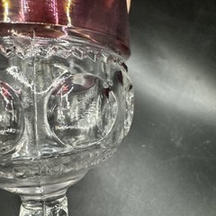 Vintage Tiffin Franciscan Kings Crown Cranberry Flash Glass Water Goblet 5.75”