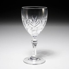 Tiffany and Co Newport Cut Glass Art Deco Wine Glasses 6.5″h Pair A
