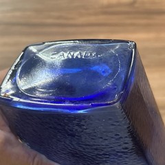 Cobalt Blue Pebbled Glass Bottle Decorative Flask With Cork Stopper 9 In