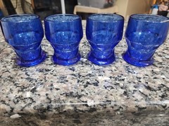 Set of 4 Viking Georgian Cobalt Blue 8 oz Tumblers Juice Glasses-4 1/8″