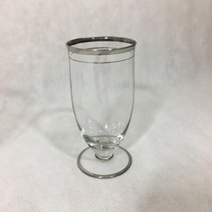 Lot of 3 Crystal Iced Tea Glasses Double Platinum Trim Foot 5-3/4″ Vintage