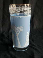 Hellenic Blue 16 oz Flat Tumbler by Jeannette • 6½» Tall Vintage