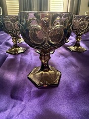 Vintage Fostoria Moonstone Champagne Tall Sherbet Goblets Taupe Brown Glassware