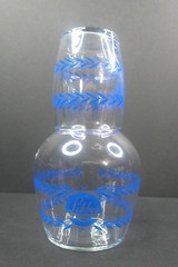 Libbey, Safedge, Tumble-Up, Guest Set, Clear w/Royal Blue Printing, Signed, ExCd