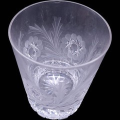 Vintage Elegant Intricate Cut Crystal Floral Tumbler Glass