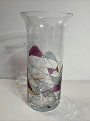 Partylite Mosaic Cristiro Stained Glass Romania Swirl Hand Blown Vase. 8.5 Tall