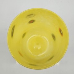 Murano Yellow Signed Glass w/Murrini Vase Il Vetro Dei Dogi Label Hand Blown