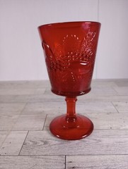 Vtg L.G. WRIGHT GLASS «STRAWBERRY & CURRANT RUBY» RED WATER GOBLET 6-1/2″