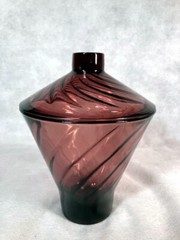 Vintage MOROCCAN Purple AMETHYST Colony CANDY Dish JAR w/ LID Optic SWIRL Glass