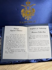 Fabergé Imperial Crystal Vodka Glass 4 Piece Set Romanov Eagle w/ Box COA