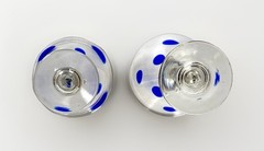2 Heavy Vintage Hand Blown Blue Dot/Swirl Martini Glasses 7″ Tall 4-1/2″ Wide