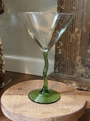 Libbey Clear Martini Glass with Green Twisted Stem – Contemporary Style, 7″ Tall