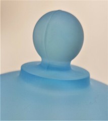 Vintage Satin Frosted Glass Baby Blue Lidded Jar Urn 10″