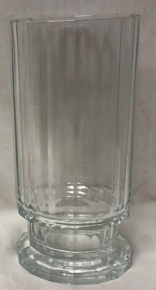 DANSK VNTG GUSTAV BARWARE TALL TUMBLER PEDESTAL FOOT GEOMETRIC CLEAR GLASS ~ 6″