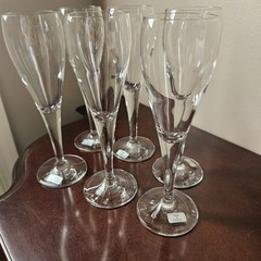 6 Fluted Lead Free Crystal Champagne Glasses Flutes Germany 8″