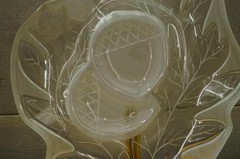 NOS GORHAM Crystal Frosted Acorn Nut Harvest Bounty Chip & Dip Serving Platter