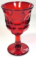 Fostoria Argus Ruby Red Stemmed 6.5″ Water Goblets Wine Glasses Set of 4 MCM