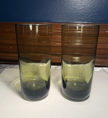 Vintage Hand Blown Olive Green Highball Glasses – MCM Barware Set of 2