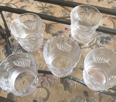 Vintage Clear Glass Tumblers with Embossed Eagle stars flag 12 oz