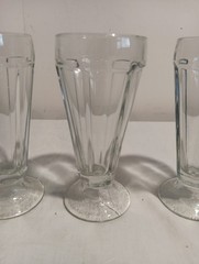 Lot Of 4. Straight Soda Milkshake Parfait Glasses Ribbed Pattern. Mexico. 7″.