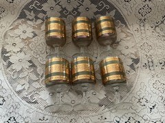 Culver Starlyte Green 22k Gold Set Of 6 Stemmed Wine/Water Goblet Glasses 10 Oz