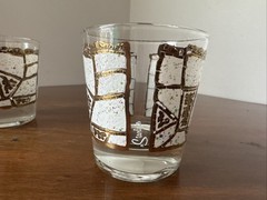 Vintage MCM Starlyte 22 Karat Gold Mosaic Confetti Rocks Classes Set of 6