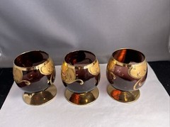 Three Moser Early 1900S Brandi Sniffer Glasses