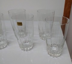 SET OF 10 LUMINARC USA HIGHBALL GLASSES WITH STARBURST BOTTOM
