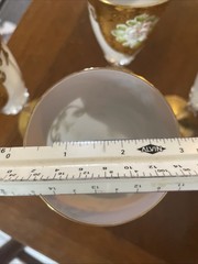 4- Vintage GORGEOUS Gold Hand Painted Murano 9” Wine White Pink Flowers Glasses