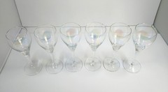 Set of 6 Vintage Iridescent Crystal Wine / Dessert Glasses – 6.75” Tall