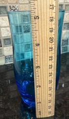 4 Vtg ANCHOR HOCKING Turquoise FLAIR Electric BLUE Laser TUMBLERS Glasses SET