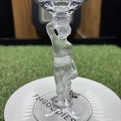 Vintage Bayel Crystal Bacchus Male Nude Frosted Figural Stem Wine Glass 7 1/4″