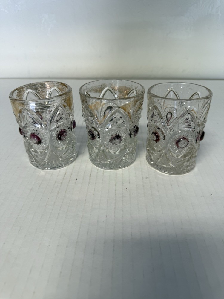 US Glass Bulls Eye and Fan Glass Tumblers (Set of 3)