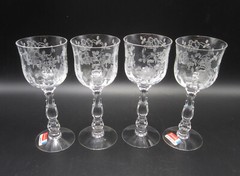 4 Fostoria WILLOWMERE 4 oz Claret Stems 6024 Cellini Shape 2 Orig. Labels HTF
